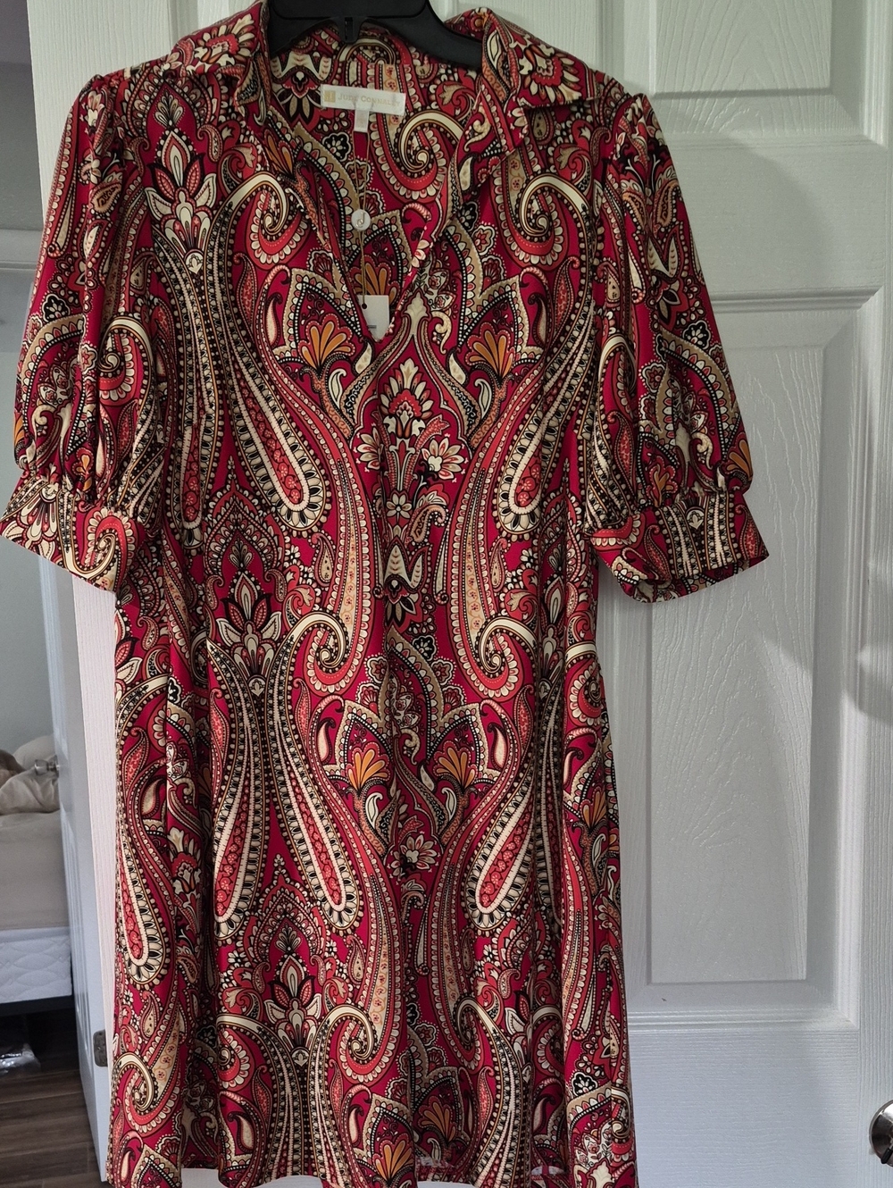 NWT JUDE CONNALLY ITALIAN RED PAISLEY DRESS -Size Small